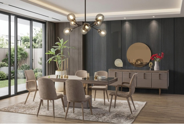 Luxe eethoek eetkamer eettafel eetgroep stoelen grijs hout set 9-delig.