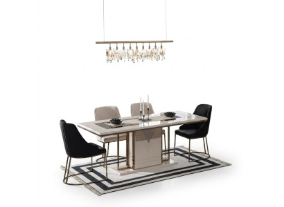 Eethoek Eetgroep Eetkamer Eettafel Stoelen Set 7-delig Luxe Wit Modern