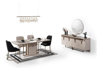 Set eetgroep eetkamer eettafel stoelen 9-delige luxe wit dressoir