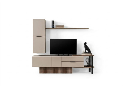 Woonkamer TV-standaard Wandkast RTV Lowboard Beige Houten planken