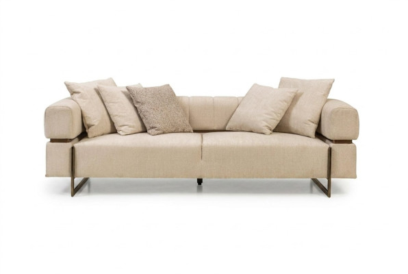 Beige driezits design stoffen bankstel Luxe 3-zitsbank