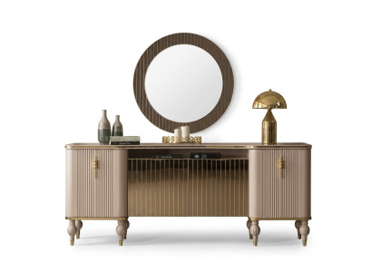 Luxe woonkamerset Moderne dressoir Glas Spiegel Hout Dressoir