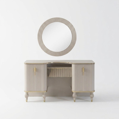 Beige make-uptafel ontwerper kaptafel kaptafel cosmetische tafel console spiegel