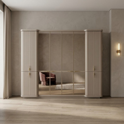 Beige kledingkast Kapstok Slaapkamer Houten kast Meubels