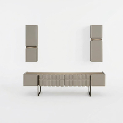 Moderne woonkamer houten meubels Designer TV-kast x2 Wandplanken 3-delige set