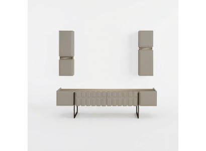 Moderne woonkamer houten meubels Designer TV-kast x2 Wandplanken 3-delige set