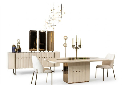 Witte Edle Eetkamergroep Designer Roestvrijstalen Tafel Luxe x6 Stoelen