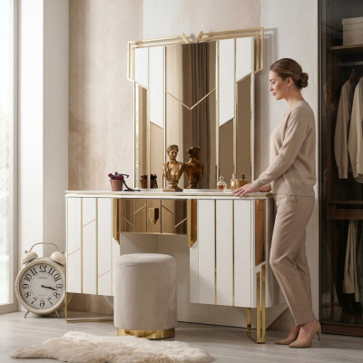 Witte make-uptafelspiegel kaptafel make-upconsole consoletafel