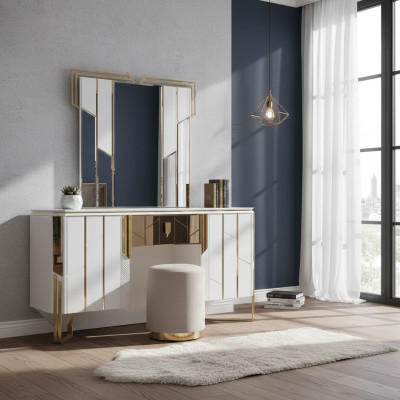 Witte make-uptafelspiegel kaptafel make-upconsole consoletafel