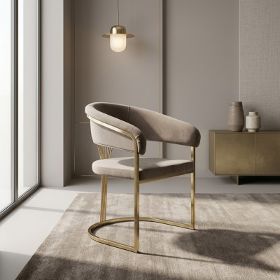 Complete eetkamerstoelen stoelen eetkamerstoelen 6-delig Beige Luxe Goud