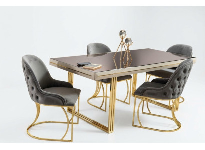 Eetkamerset Eethoek Eetkamer meubels Eettafel Stoelen Set 7-delig Grijs Luxe