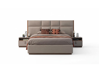 Tweepersoons slaapkamer bed nachtkastjes Grijs set van 3 st. Bedlade