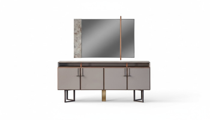 Garnituur dressoir met spiegel dressoir kast houten commode grijs