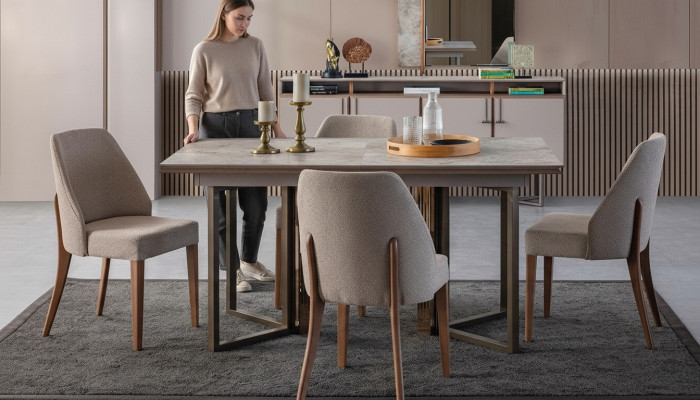 Set eetkamer eetgroep eethoek eettafel stoelen hout grijs 7-delig.