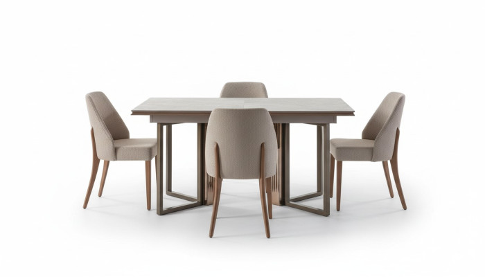 Set eetkamer eetgroep eethoek eettafel stoelen hout grijs 7-delig.