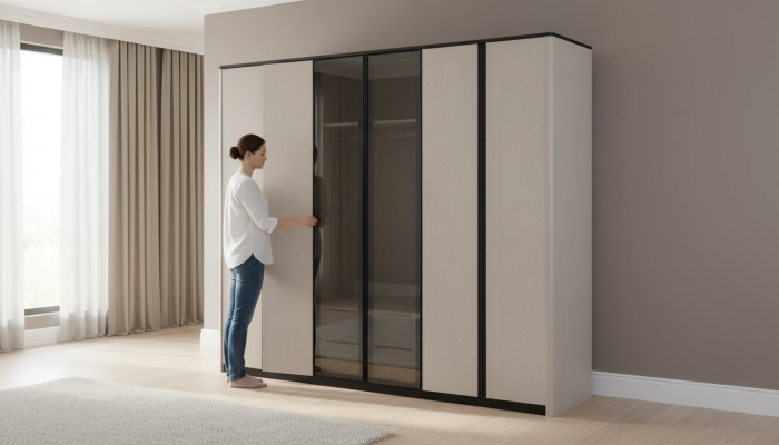 Kast Kledingkast Kapstok Moderne houten kast Grijs