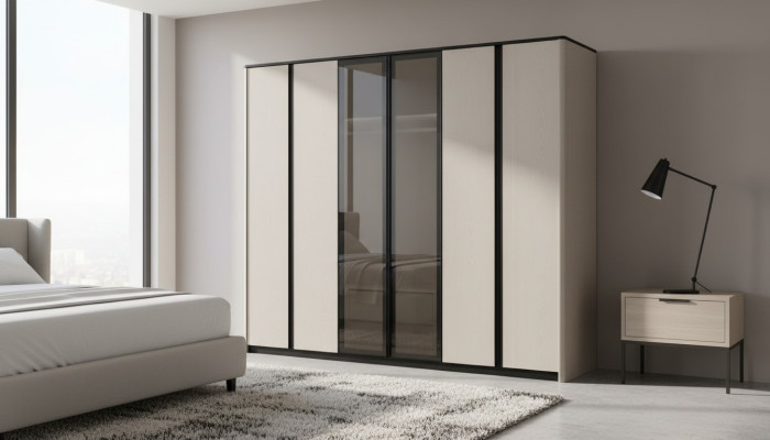 Kast Kledingkast Kapstok Moderne houten kast Grijs