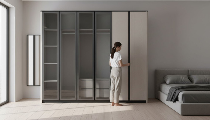 Houten kast Kast Kledingkast Garderobekast Modern Grijs