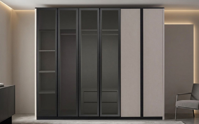 Houten kast Kast Kledingkast Garderobekast Modern Grijs