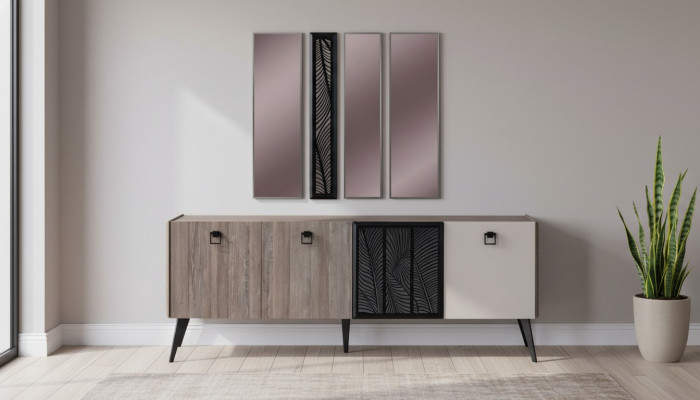 Dressoir met spiegel groep houten kast kast eetkamer