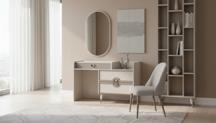 Toiletafel Kaptafel Make-upconsoletafel Spiegel Console grijs
