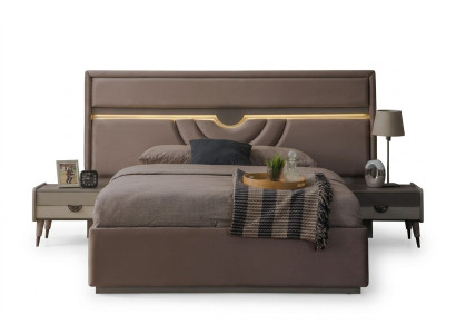 Tweepersoons slaapkamer bed nachtkastjes beige set 3-delig bedlade