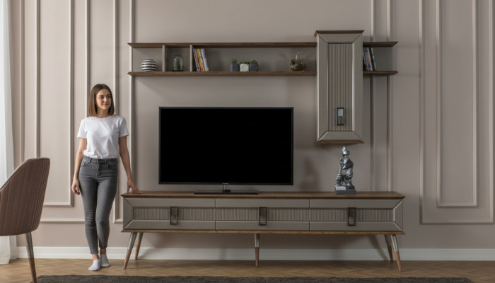 Moderne bruine woonkamer meubels Stevig dressoir Designer boekenplank 2-delig