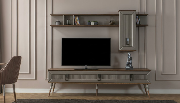 Moderne bruine woonkamer meubels Stevig dressoir Designer boekenplank 2-delig