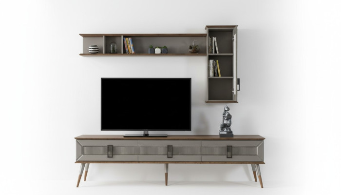 Moderne bruine woonkamer meubels Stevig dressoir Designer boekenplank 2-delig