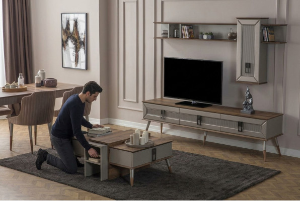 Designer woonkamerset TV-meubel houten rekken salontafel RTV nieuw