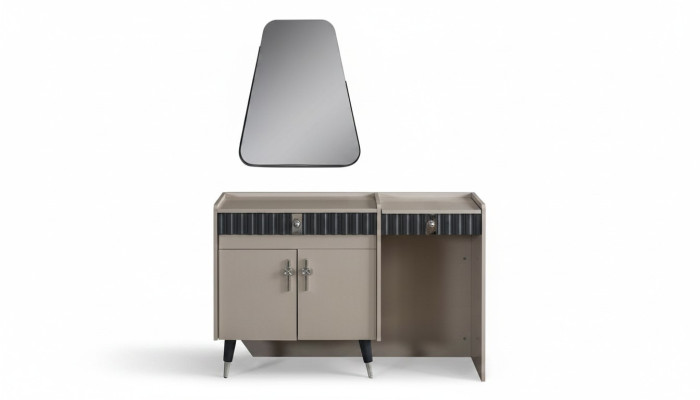 Beige kaptafel houten make-uptafel design console spiegel 2-delig.