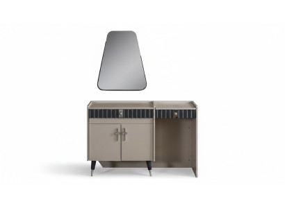 Beige kaptafel houten make-uptafel design console spiegel 2-delig.