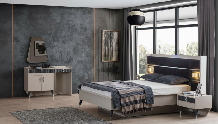 Slaapkamer set Luxe bed Ontwerper kaptafel Console 5-delige set