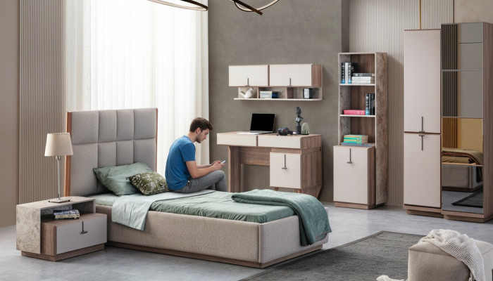 Complete kinderkamerset luxe bed 1x nachtkastjes boekenplank
