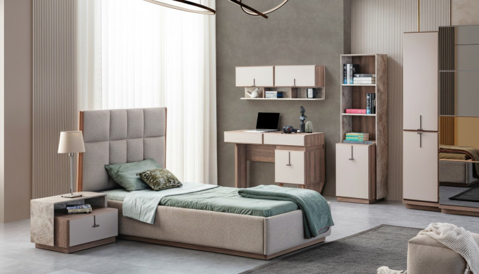 Complete kinderkamerset luxe bed 1x nachtkastjes boekenplank