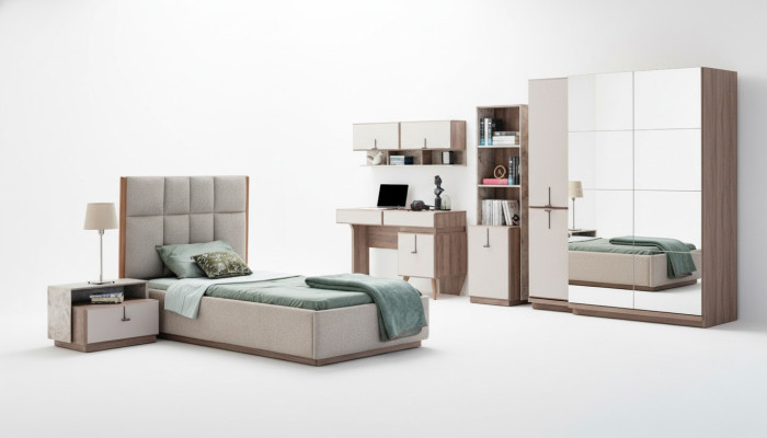 Complete kinderkamerset luxe bed 1x nachtkastjes boekenplank