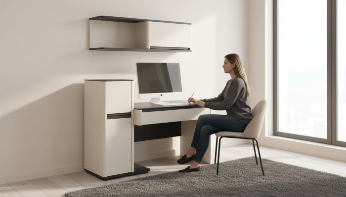 Witte Moderne Bureau Ontwerper Kinder Computerbureau Wandkast