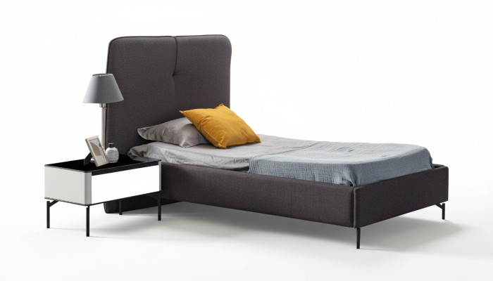 Grijze kindermeubels Ontwerper kinderbed Houten nachtkastje Luxe set