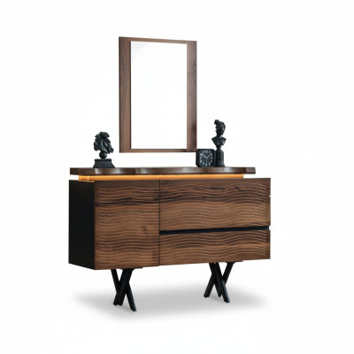 Exclusieve kaptafel spiegel hout make-uptafel bruine luxueuze console
