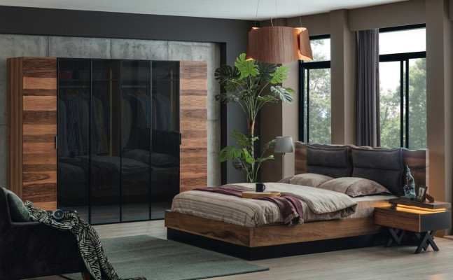 Moderne slaapkamer meubel Designer bed 2x nachtkastjes kledingkast