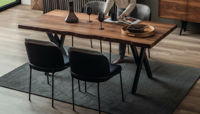 Bruine houten eettafel Robuuste eettafels Houten tafels Luxe meubels