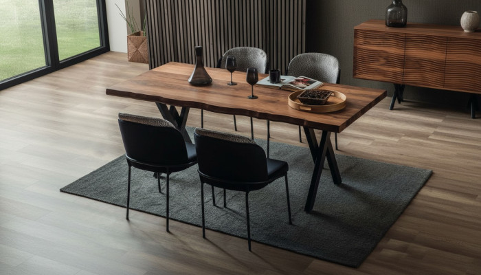 Bruine houten eettafel Robuuste eettafels Houten tafels Luxe meubels
