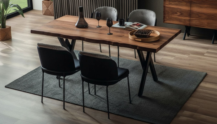 Exclusieve houten eettafel Moderne 6x gestoffeerde eetkamerstoelen set