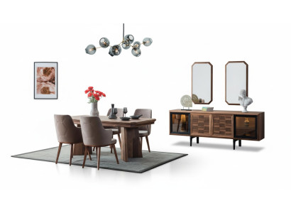Stijlvolle eetgroep Exclusieve houten tafel Designer dressoir Stoelen 10 stuks