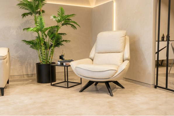 Beige leren fauteuil Woonkamer Clubsessel Ontwerp Éénzitter Luxe meubels