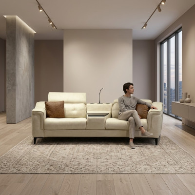 Beige tweezits designbank 2-zits woonkamer luxe zitmeubels.
