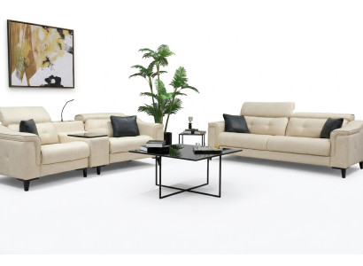 Beige leren bankstel ontwerper 3-zits tweezits bank 2-delige set