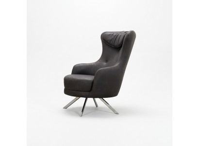 Zwarte leren fauteuil met hoge rugleuning Woonkamer Luxe eenzits meubilair.