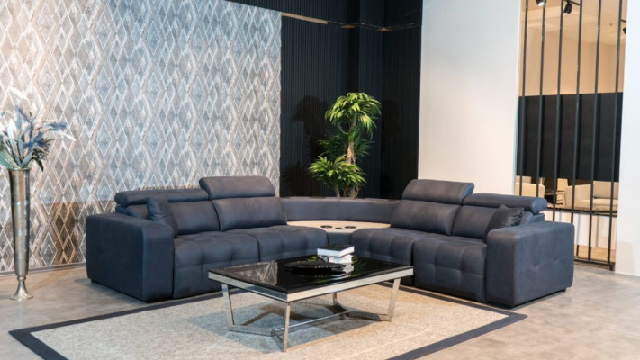 Hoekbank L-vorm leren bank Grote bank Grijs Bank Woonkamer Design
