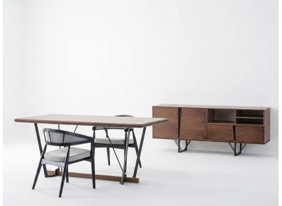 Groep eetkamer eettafel set 2-delig dressoir eettafel bruin hout